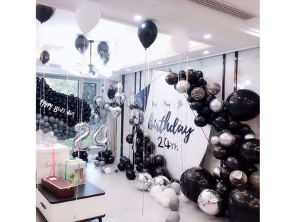 Black and Silver Balloons Garland Arch Kit Black Agate Marble Balloons Decorations for Parties Wedding Baby Shower Graduation - Lasercutwraps Shop