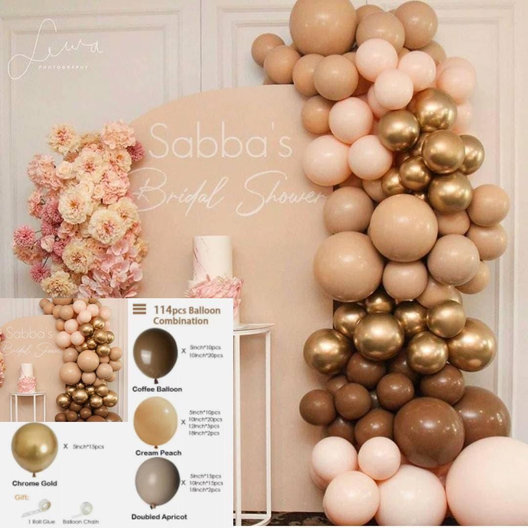 114pcs Doubled Coffee Cream Apricot Boho Balloon Arch, Balloons Garland,Birthday, Baby Shower Decor,Bridal Shower, Adult Party, Engagement. - Lasercutwraps Shop