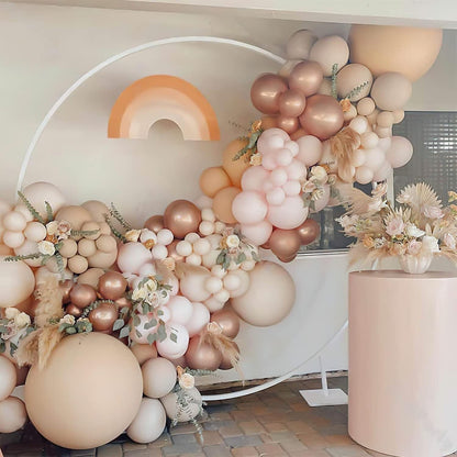 Incarnadin Macaron Orange Balloon Garland Arch kit backdrop 134pcs Rosy Metallic White Balloons Set fancy decoration for Wedding Birthday - Lasercutwraps Shop