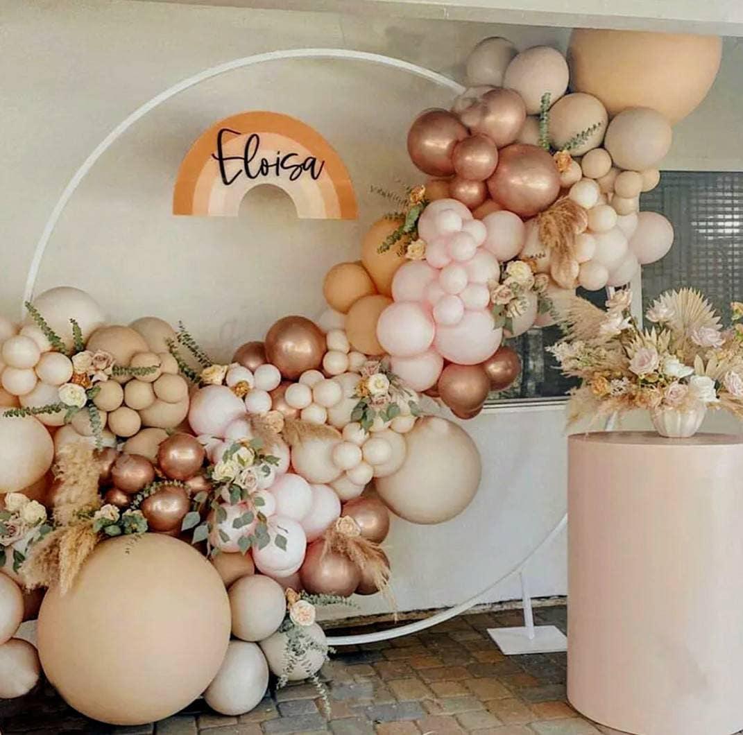 147 Double stuffed Boho Rainbow Balloons Arch kit for BridalShower, baby shower, boho parties, blush, Apricot, pink ,balloon Garland kit - Lasercutwraps Shop