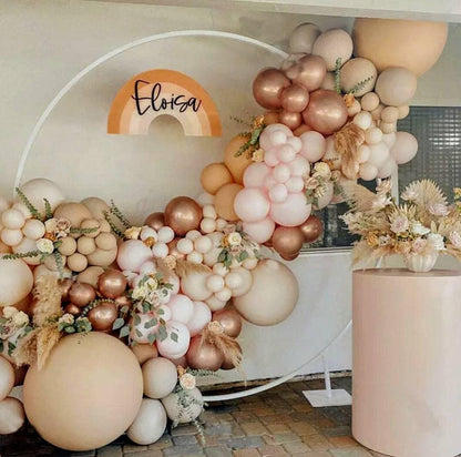147 Double stuffed Boho Rainbow Balloons Arch kit for BridalShower, baby shower, boho parties, blush, Apricot, pink ,balloon Garland kit - Lasercutwraps Shop