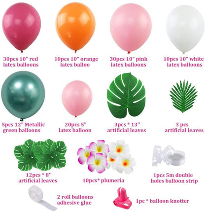 105Pcs Pink Green Tropical Flamingo Balloon Garland Kit,Luau Balloon Party Decorations,DIY Hawaii Latex Balloon Arch Garland withPalm Leaves - Lasercutwraps Shop