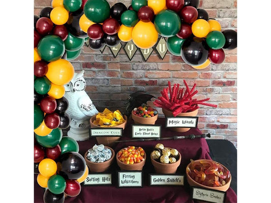 Magic Wizard School Balloons Garland Arch Kit, 103Pack Green Yellow Black Burgundy Round Balloons for Baby Kids Birthday Party Baby Shower - Lasercutwraps Shop