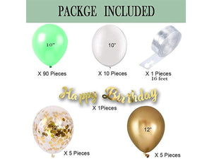 Mint Green Balloons Gold Confetti Metallic Balloons Balloon Arch Kit and Happy Birthday Banner - Lasercutwraps Shop