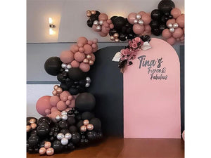 Black Pink silver gold Balloon Garland Kit Double-stuffed Dusy Pink latex balloon Arch Kit Silver Gold Metallic Chrome For Birthday Party - Lasercutwraps Shop