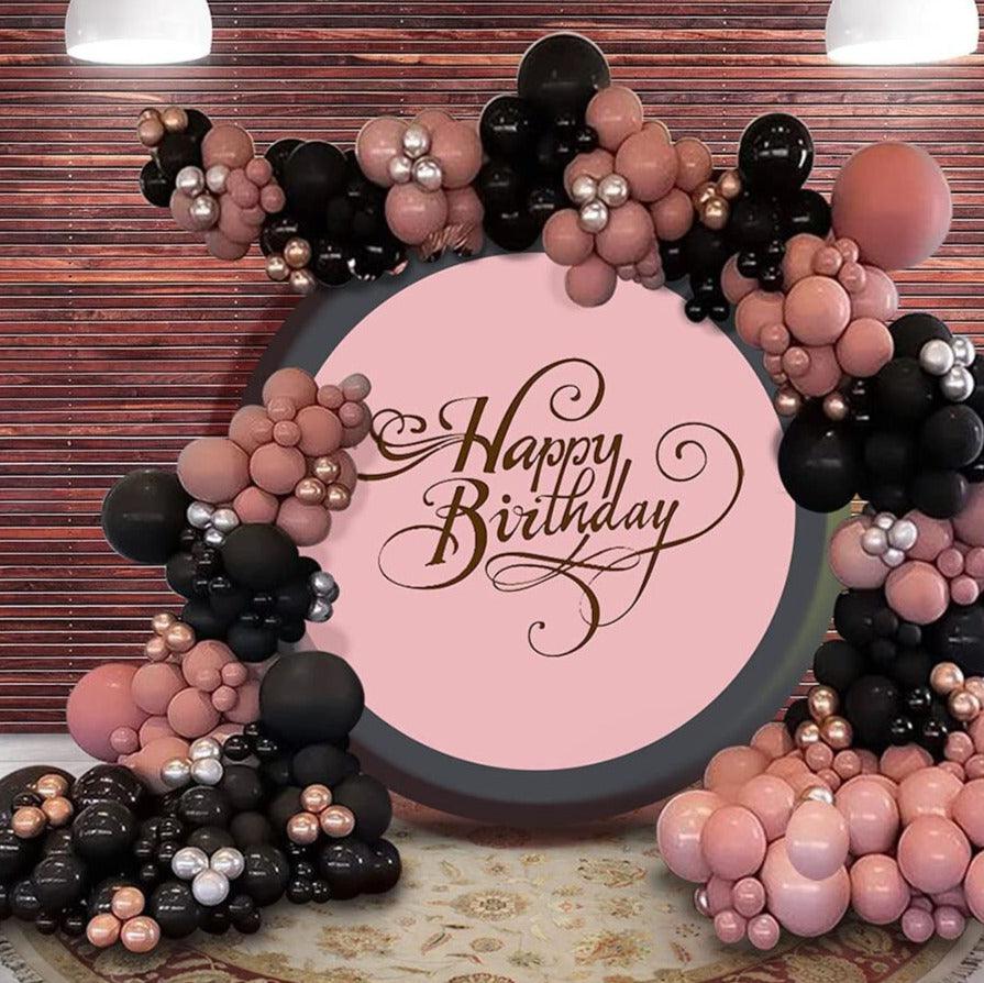 Black Pink silver gold Balloon Garland Kit Double-stuffed Dusy Pink latex balloon Arch Kit Silver Gold Metallic Chrome For Birthday Party - Lasercutwraps Shop