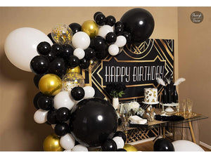 4 Sizes Black White Gold Balloon Garland Kit & Arch for New Years, Graduation or Birthday Small and Large Black and White Balloons with - Lasercutwraps Shop