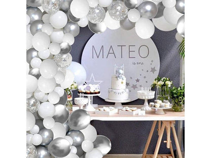 110pcs White Silver Balloons Garland Arch Kit White Silver Metallic Confetti Latex Balloons Arch Set for Birthday Baby Shower - Lasercutwraps Shop