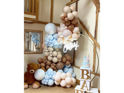 140Pieces Brown Coffee Blue Balloon Garland Arch Kit, Brown Coffee Blue Balloons Safari Wild One Teddy Bear Baby Shower Gender Reveal - Lasercutwraps Shop