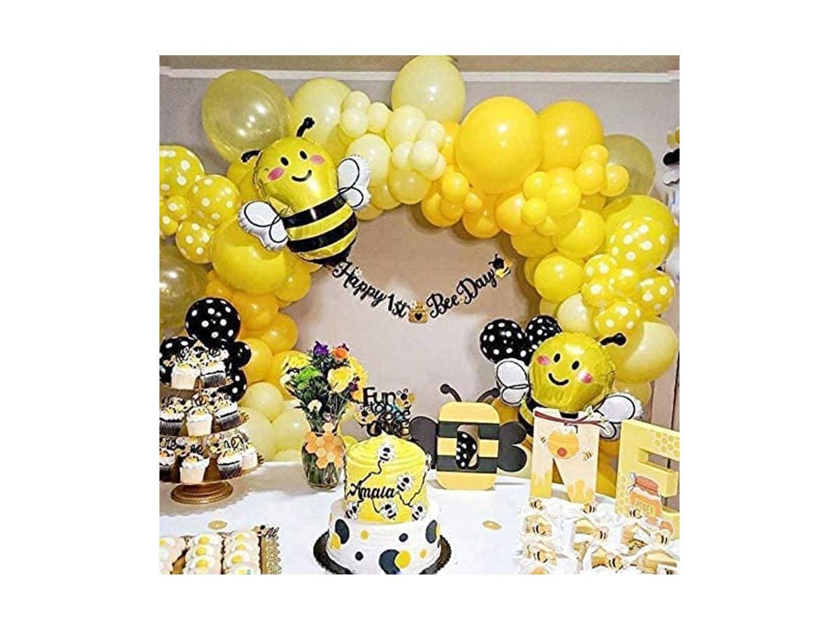 116PCS Yellow White Balloons, 2PCS 16inch Foil Bee Balloons, Balloon Garland Arch Kit, Bee Themed Baby Shower What Will It Bee Gender Reveal - Lasercutwraps Shop