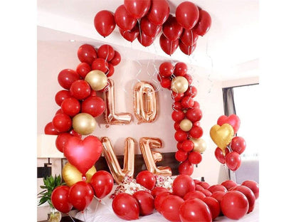 Red and Gold Balloons, Red Balloon Garland Arch Kit, Rose Petals for Romantic Night, Red Balloons for Birthday Valentines Day Wedding Bridal - Lasercutwraps Shop