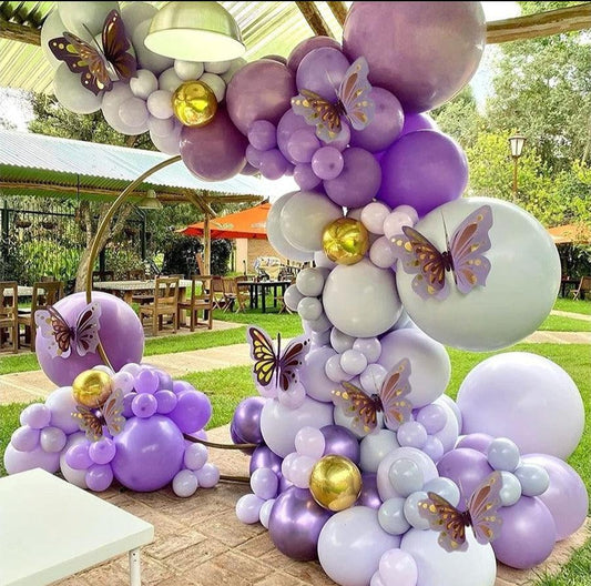 126pcs Purple Butterfly Baby Girl Balloon Garland Arch Kit Theme Purple Balloons Baby Shower Birthday Valentine's Day Bachelorette Wedding - Lasercutwraps Shop