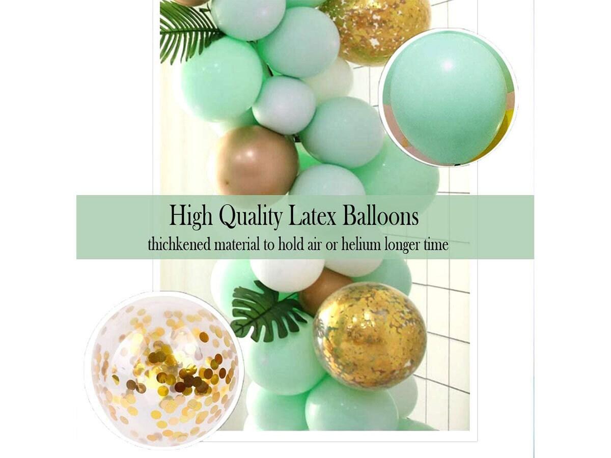 Mint Green Balloons Gold Confetti Metallic Balloons Balloon Arch Kit and Happy Birthday Banner - Lasercutwraps Shop