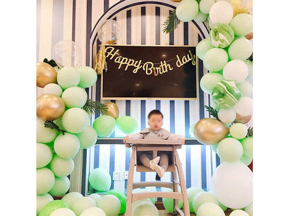 Mint Green Balloons Gold Confetti Metallic Balloons Balloon Arch Kit and Happy Birthday Banner - Lasercutwraps Shop