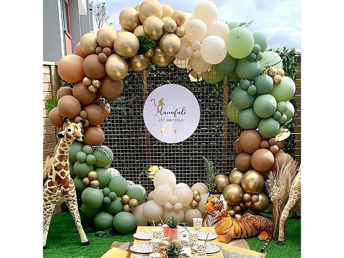 Sage green Balloon Garland Arch Kit 124 Pack DIY With Cocoa Apricot Gold Metallic Latex Balloons,18" Big Sage Green Balloon for Wedding - Lasercutwraps Shop