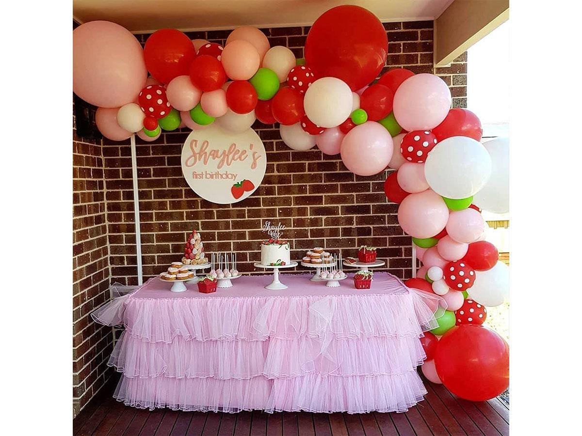 Strawberry Party Decoration Balloon Garland Set, Girl Birthday Party Supplies, Strawberry Red Aluminum Foil Balloon Latex Balloon - Lasercutwraps Shop