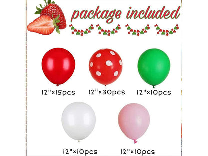 Strawberry Party Decoration Balloon Garland Set, Girl Birthday Party Supplies, Strawberry Red Aluminum Foil Balloon Latex Balloon - Lasercutwraps Shop