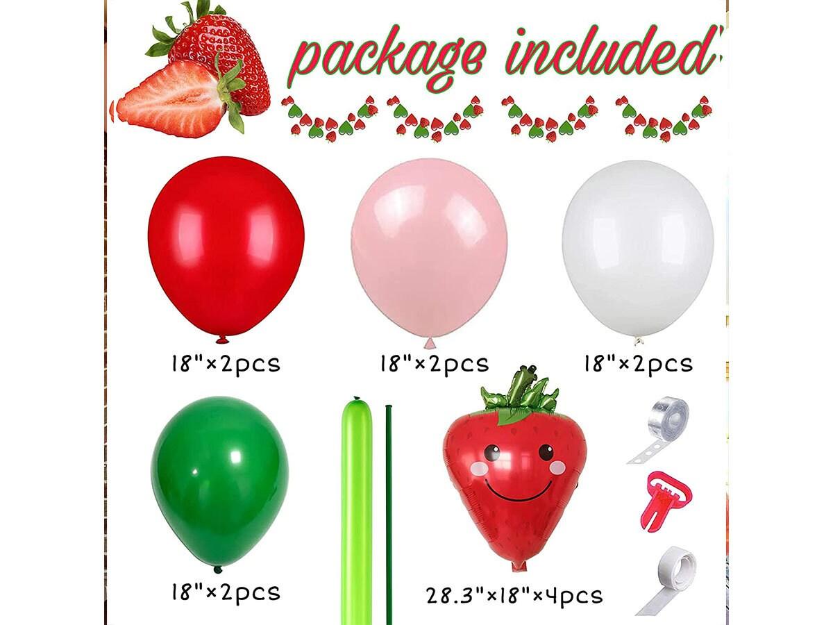 Strawberry Party Decoration Balloon Garland Set, Girl Birthday Party Supplies, Strawberry Red Aluminum Foil Balloon Latex Balloon - Lasercutwraps Shop