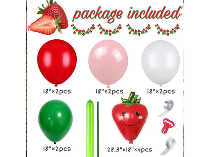 Strawberry Party Decoration Balloon Garland Set, Girl Birthday Party Supplies, Strawberry Red Aluminum Foil Balloon Latex Balloon - Lasercutwraps Shop