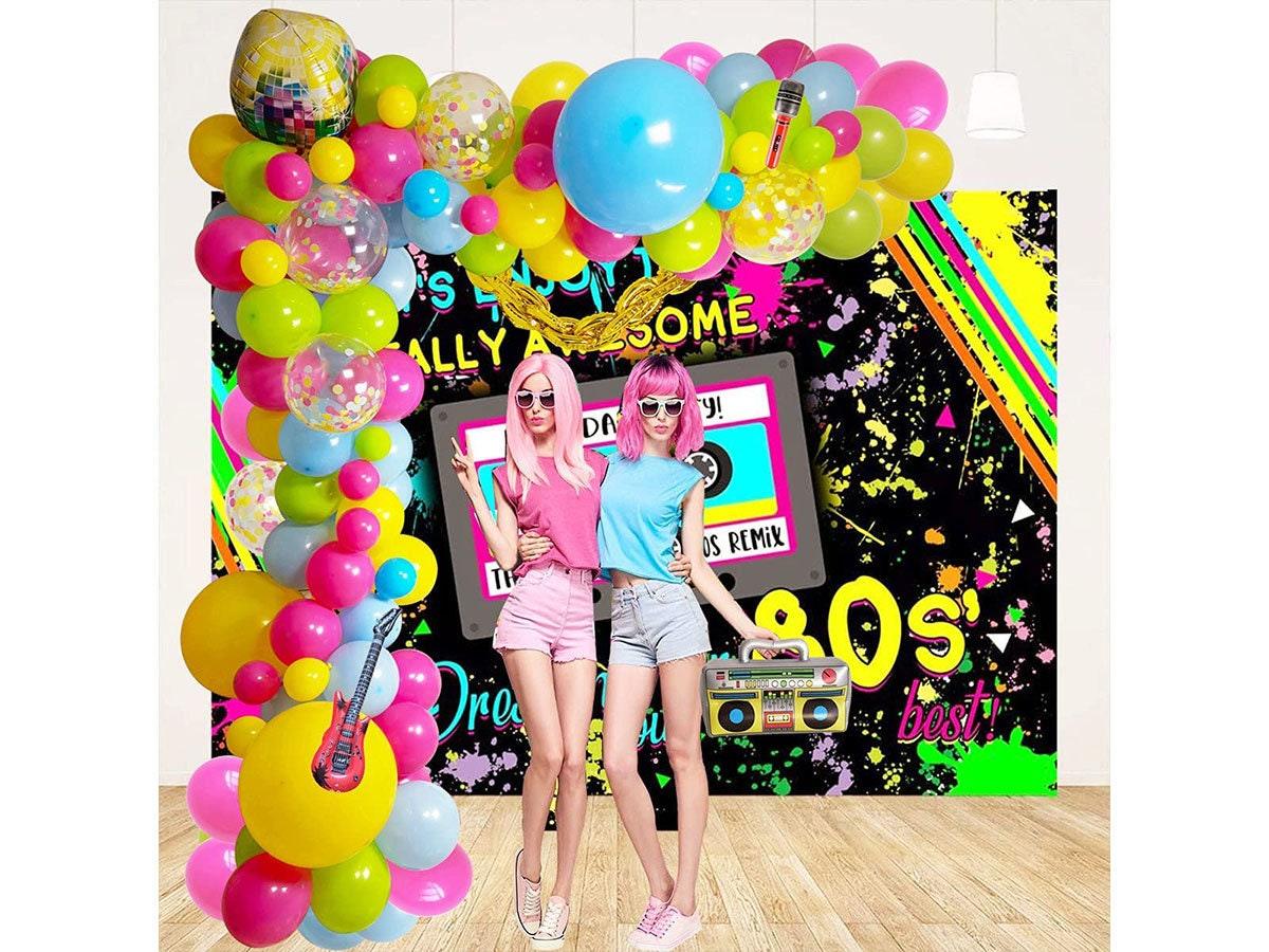 Back to 90S 80S Theme Party Balloons Backdrop Decorationsï¼?Party Supplies Mylar Balloon Radio Guitar Microphone Disco Ball Colorful Balloons - Lasercutwraps Shop