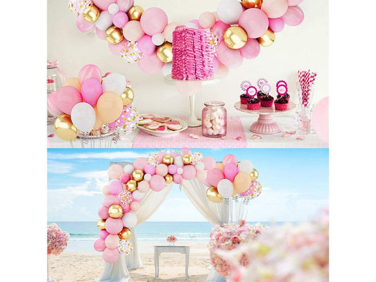 144Pcs Pink Balloons Garland Arch Kit Light Pink Gold White Balloons Confetti Latex Metallic Balloons for Girl Birthday Baby Shower Wedding. - Lasercutwraps Shop