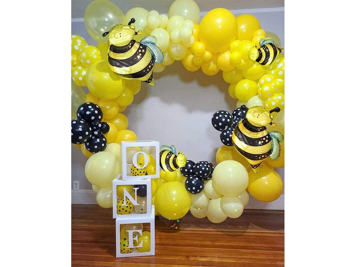 116PCS Yellow White Balloons, 2PCS 16inch Foil Bee Balloons, Balloon Garland Arch Kit, Bee Themed Baby Shower What Will It Bee Gender Reveal - Lasercutwraps Shop