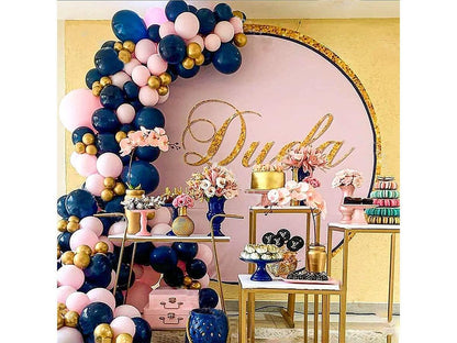 Matte Navy Blue Balloon Garland Kit 121Pcs Chrome Gold and Baby Pink Balloons for Baby Shower Birthday Wedding Party Shop Decoration - Lasercutwraps Shop