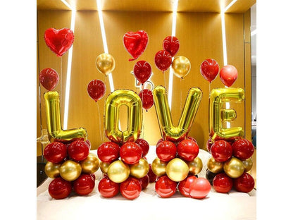 Red and Gold Balloons, Red Balloon Garland Arch Kit, Rose Petals for Romantic Night, Red Balloons for Birthday Valentines Day Wedding Bridal - Lasercutwraps Shop