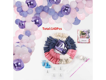 DIY Balloon Garland - Arch Kit, 138Pcs Pink - Purple & Blue - White Latex Balloons Set with Decorating Strip, Glue Dots, Pink Ribbon. - Lasercutwraps Shop