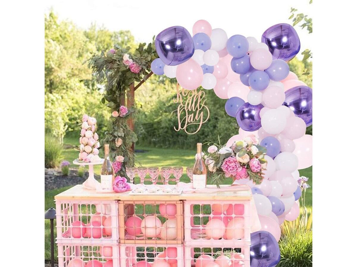 DIY Balloon Garland - Arch Kit, 138Pcs Pink - Purple & Blue - White Latex Balloons Set with Decorating Strip, Glue Dots, Pink Ribbon. - Lasercutwraps Shop