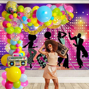 Back to 90S 80S Theme Party Balloons Backdrop Decorationsï¼?Party Supplies Mylar Balloon Radio Guitar Microphone Disco Ball Colorful Balloons - Lasercutwraps Shop