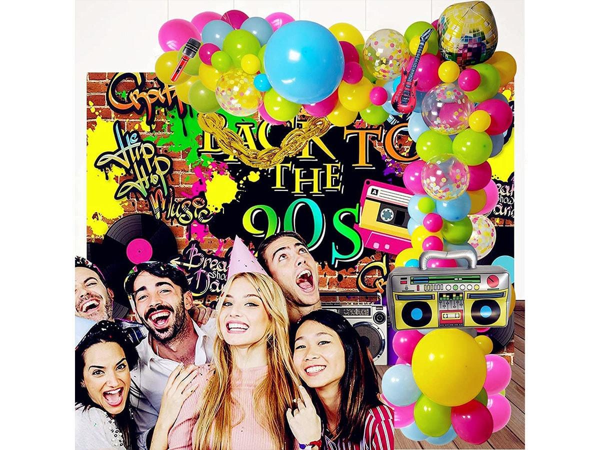 Back to 90S 80S Theme Party Balloons Backdrop Decorationsï¼?Party Supplies Mylar Balloon Radio Guitar Microphone Disco Ball Colorful Balloons - Lasercutwraps Shop