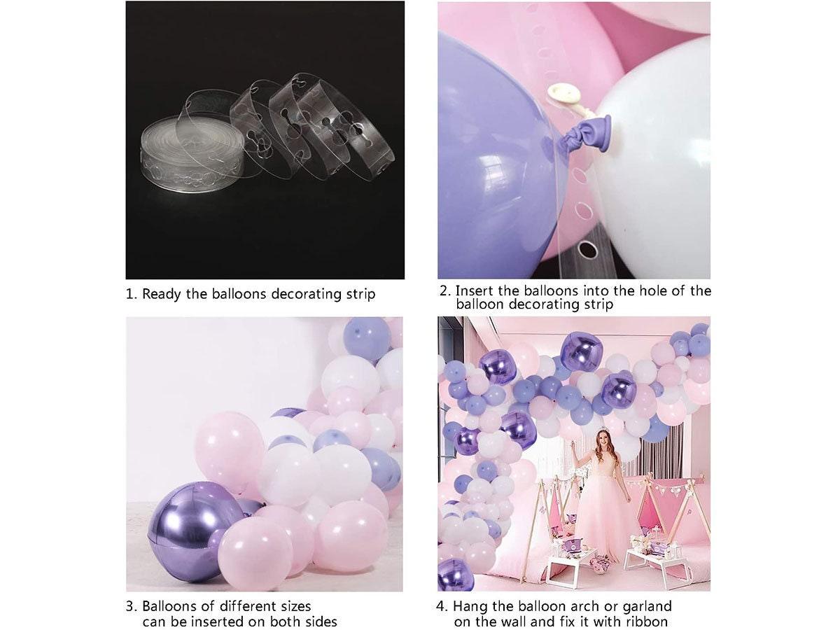 DIY Balloon Garland - Arch Kit, 138Pcs Pink - Purple & Blue - White Latex Balloons Set with Decorating Strip, Glue Dots, Pink Ribbon. - Lasercutwraps Shop