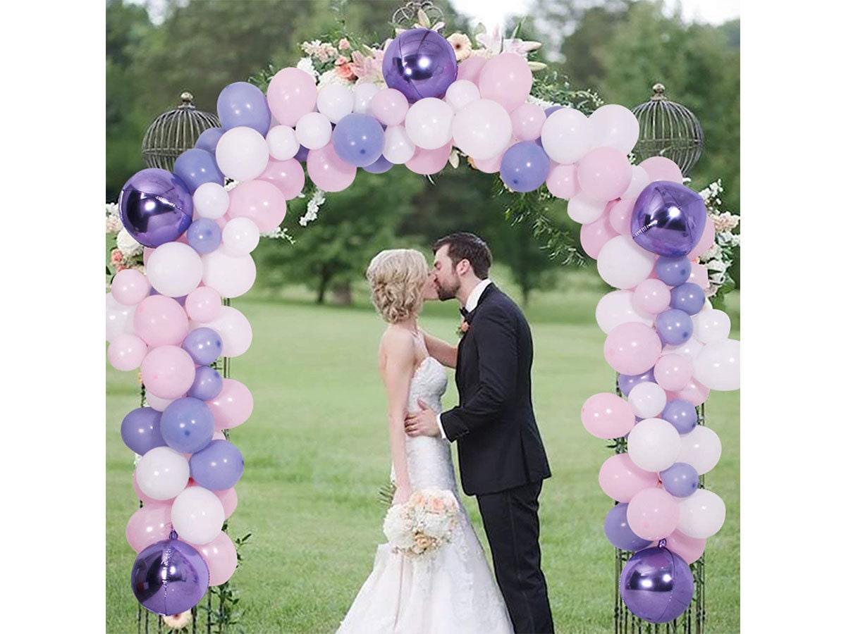 DIY Balloon Garland - Arch Kit, 138Pcs Pink - Purple & Blue - White Latex Balloons Set with Decorating Strip, Glue Dots, Pink Ribbon. - Lasercutwraps Shop