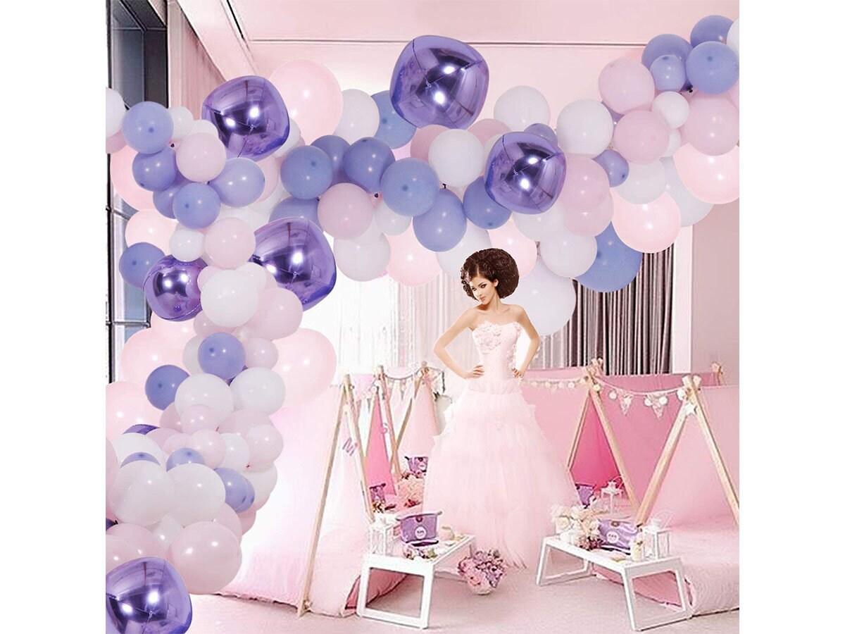 DIY Balloon Garland - Arch Kit, 138Pcs Pink - Purple & Blue - White Latex Balloons Set with Decorating Strip, Glue Dots, Pink Ribbon. - Lasercutwraps Shop