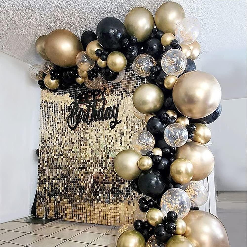 Golden Black Balloons Garland Arch Kit 121PCS Latex Balloon for Bridal Wedding Birthday Baby Shower Anniversary Graduation Party - Lasercutwraps Shop