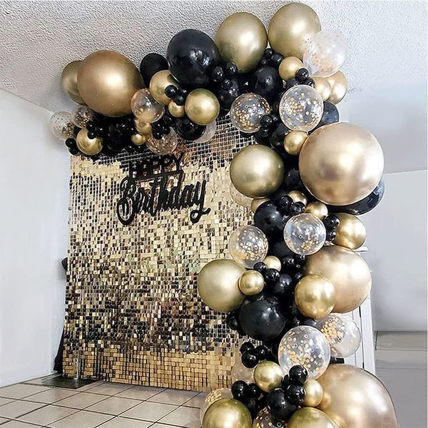 Golden Black Balloons Garland Arch Kit 121PCS Latex Balloon for Bridal ...