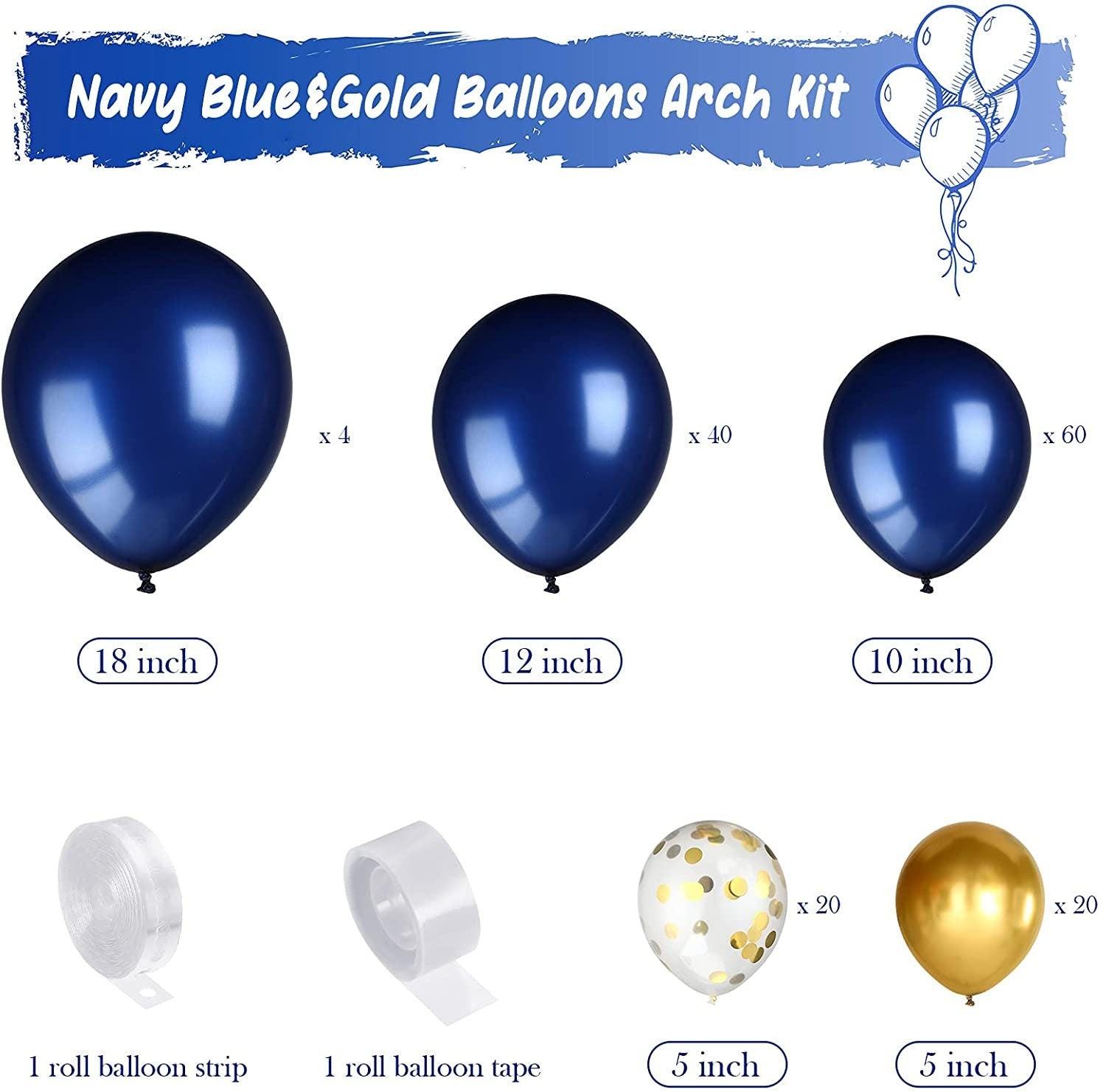 144 Pieces Navy Blue Gold Balloons Arch Garland Kit Metallic Gold Confetti Balloon Arch Garland Foil Balloons for Birthday Wedding Christmas - Lasercutwraps Shop