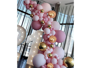 Pink Balloon Garland Kit 140 Pcs, Baby Shower Decorations for Girl Balloon Arch with Dusty Rose Pink Gold Confetti Balloons - Lasercutwraps Shop