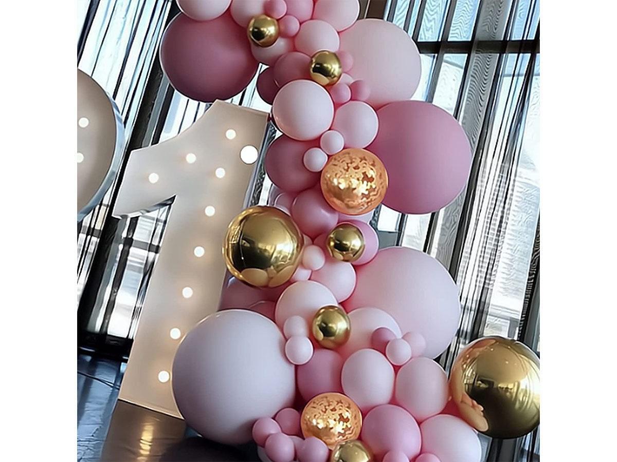 140PCS Pink Balloon Garland Kit, Baby Shower Decorations for Girl Balloon Arch with Dusty Rose Pink Gold Confetti Balloons - Lasercutwraps Shop