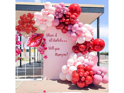 Pink Balloon Garland Arch Kit Macaron Pink Retro Pink Red Balloons and Heart Lip Balloons for Bridal Shower Baby Shower Bachelorette - Lasercutwraps Shop