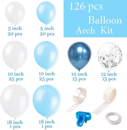 126pcs Blue Silver Balloon Garland Kit for Birthday Baby Shower Boho Balloon Arch Decoration, Party Balloon Backdrop - Lasercutwraps Shop