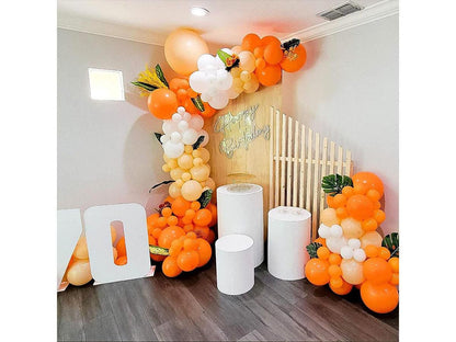 Little Cutie Baby Shower Balloons Decorations Orange Yellow White Balloon Garland Arch kit with Artificial Rose Leaves for Birthday Party - Lasercutwraps Shop