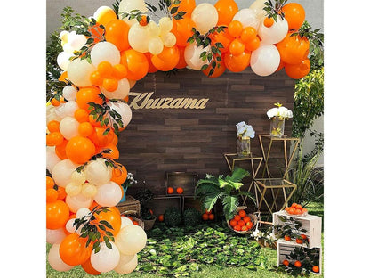 Little Cutie Baby Shower Balloons Decorations Orange Yellow White Balloon Garland Arch kit with Artificial Rose Leaves for Birthday Party - Lasercutwraps Shop