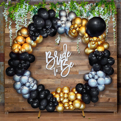 160Pc Black, Gold & Silver Metallic Balloon Garland Kit Best for Birthday, Wedding, Bridal Shower, Bachelor and Graduation Party - Lasercutwraps Shop