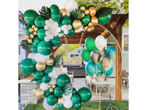 Green White Balloon Garland Arch Kit with Artificial Palm Leaves for Wedding Baby Shower Kids Birthday Tropical Theme Party Decorations - Lasercutwraps Shop