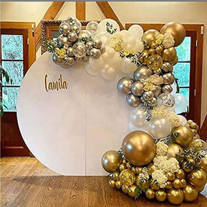 Balloon Garland Arch Kit 112 Pcs Metallic Golden, Metallic Silver and White Balloons Set for Wedding Birthday Bachelorette - Lasercutwraps Shop