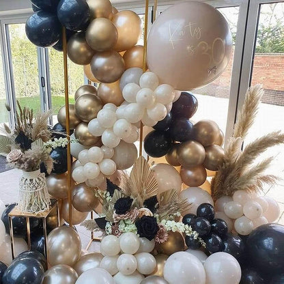 164pcs Black and Gold Balloon Garland Arch Kit Double Stuffed Tan Nude Apricot Balloons with 4D Gold Balloon for Birthday Party Wedding - Lasercutwraps Shop