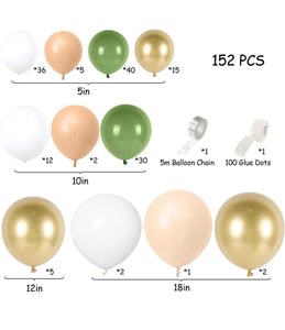 152pcs Sage Green Balloons Arch Kit | Balloon Garland | Retro Green | Gold Latex | Avocado Color | Party Decor. - Lasercutwraps Shop