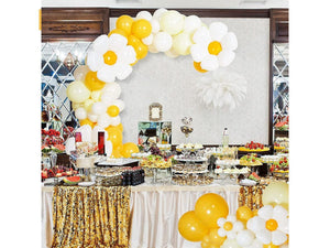 129 Pieces Daisy Balloon Arch Garland Kit White Yellow Latex Balloons Daisy Flower Foil Mylar Balloons Latex Balloons Party Decorations - Lasercutwraps Shop